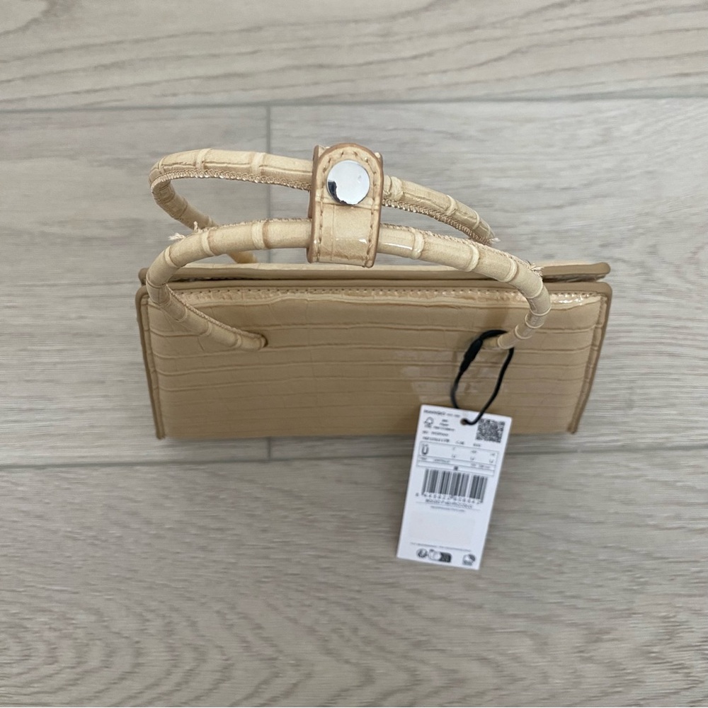 Mango Croc Embossed Top Handle Bag Minimalist Structured Purse - Picture 12 of 12
